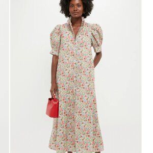 Hyacinth House Red Floral Ruffle Collar Louisa Maxi Dress